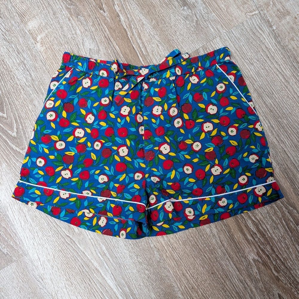 NEW Printfresh Blue Apple Orchard 100% Organic Cotton PJ Sleep Shorts Size XS